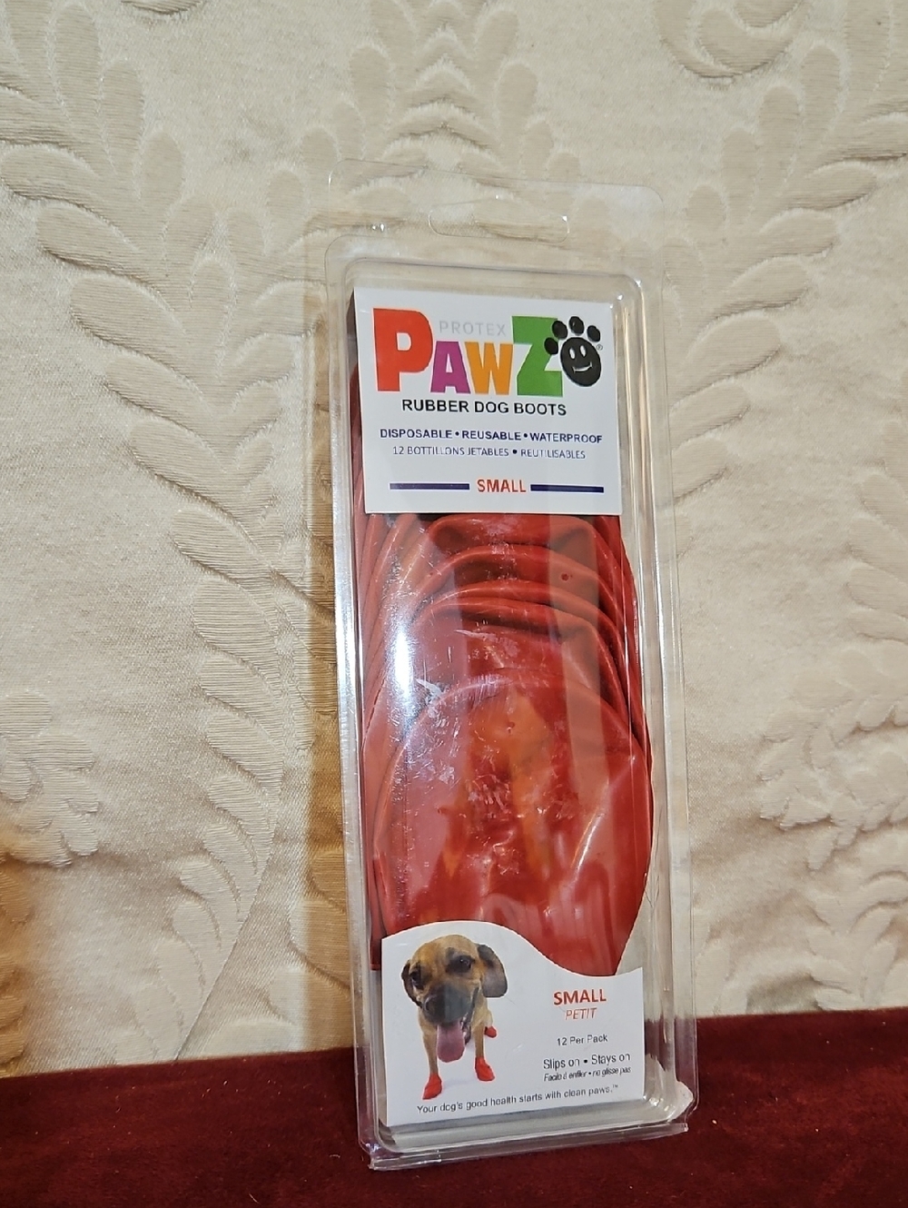 PAWZ Red Rubber Dog Boots - Small Pack All 12 In Pack